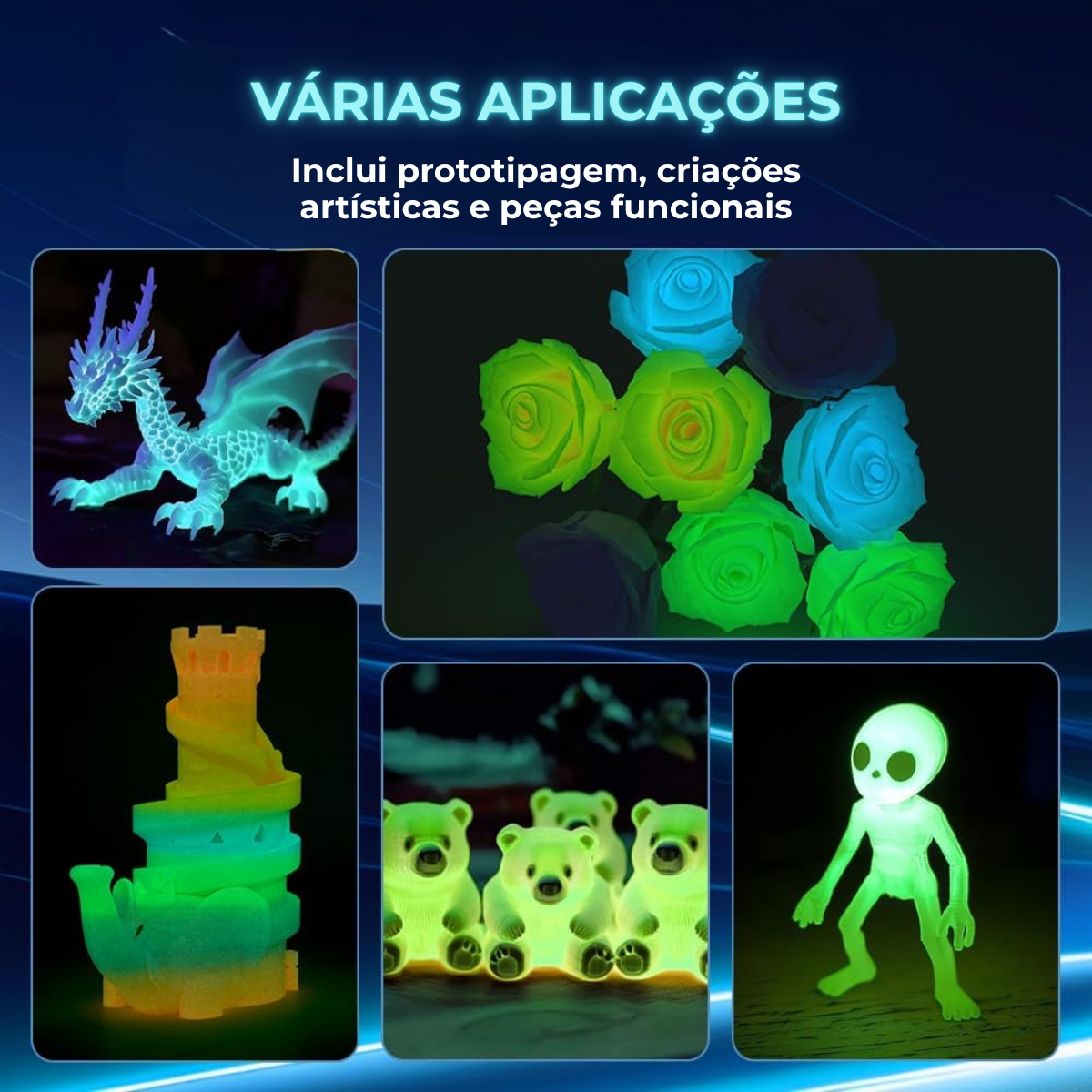 Filamento PLA+ High Speed Glow 1kg - Imagem 3